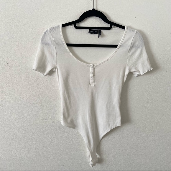 ASOS Tops - ASOS white Henley short sleeve button up bodysuit T-shirt tee